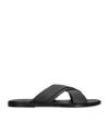 Tom Ford Mens Preston Crossover-strap Leather Sandals Blac In Black