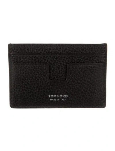 Pre-owned Tom Ford Leather Printed Card Holder In Black