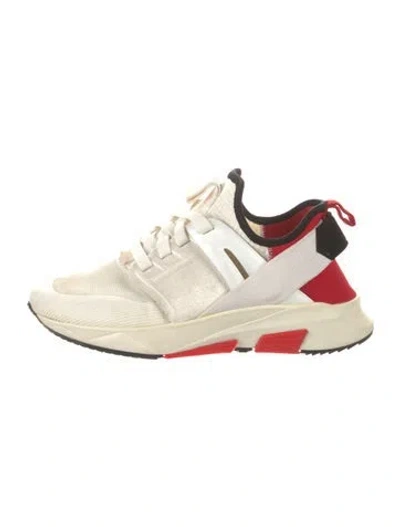 Pre-owned Tom Ford Leather Printed Chunky Sneakers In Neutral