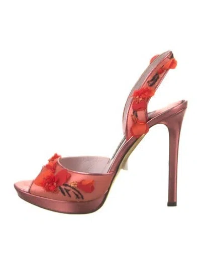 Pre-owned Tom Ford Leather Printed Slingback Sandals