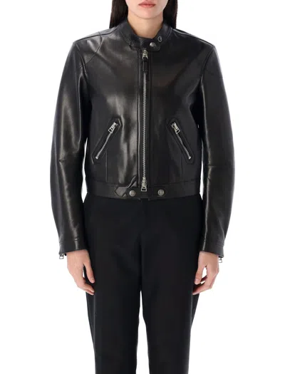 Tom Ford Leather Racer Jacket In Black