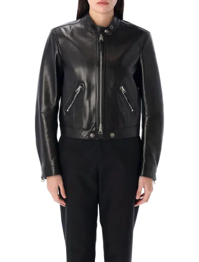 Tom Ford Leather Racer Jacket In Black