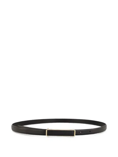 Tom Ford Leather Rectangle-buckle Belt In Black