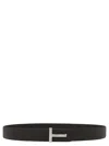 Tom Ford Logo Reversible Belt Belts Multicolor In Black