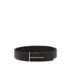 Tom Ford Dark Brown Reversible Textured Silver Buckle Belt In Black