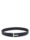 Tom Ford Leather Reversible Belt In Blue