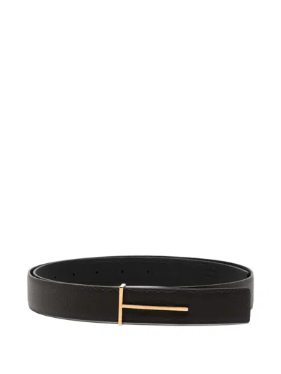 Tom Ford T-shaped Double-sided Belt In Black
