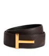 Tom Ford Leather Reversible T Icon Belt In Multi