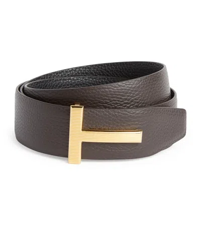 TOM FORD LEATHER REVERSIBLE T RIDGE BELT
