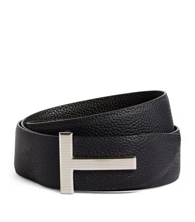 TOM FORD LEATHER REVERSIBLE T RIDGE BELT