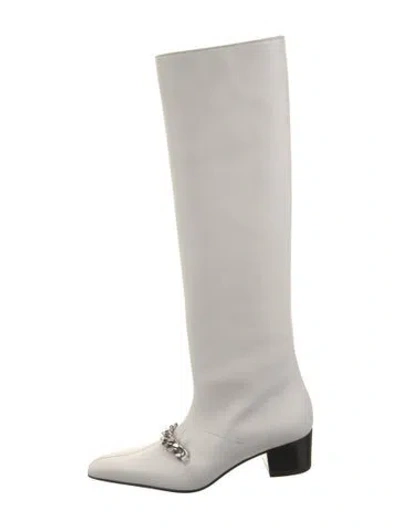 Pre-owned Tom Ford Leather Riding Boots In White