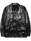 Tom Ford Glossy Smooth Leather Safari Jacket In Black