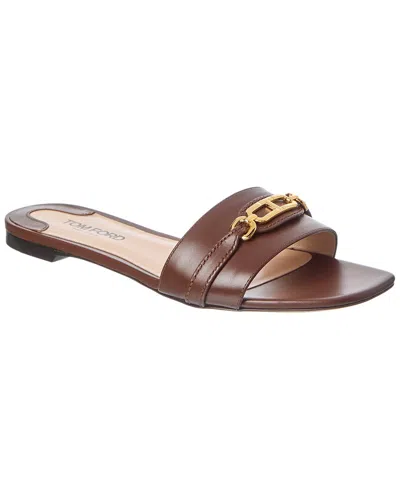 Tom Ford Leather Sandal In Brown