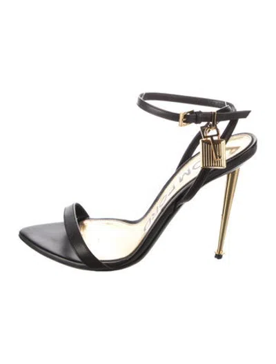 Pre-owned Tom Ford Leather Sandals In Black/gold