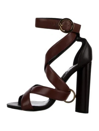 Pre-owned Tom Ford Leather Sandals In Brown/gold