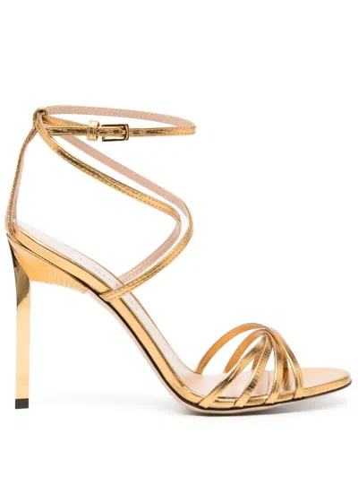 Tom Ford Leather Sandals In Gold