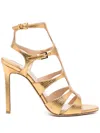 Tom Ford Laminated Leather Sandals With Croco Print In Gold