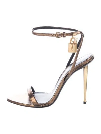Pre-owned Tom Ford Leather Sandals In Gold/metallic