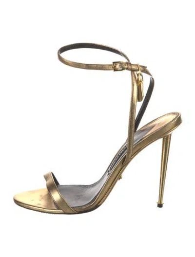 Pre-owned Tom Ford Leather Sandals In Gold/metallic