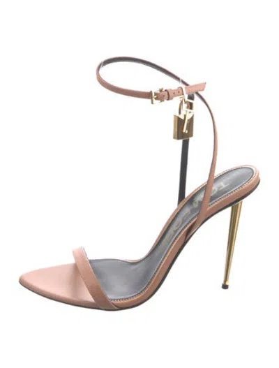 Pre-owned Tom Ford Leather Sandals In Gold/neutrals