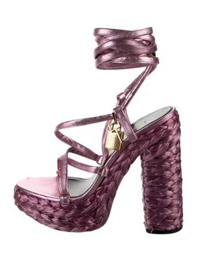 Pre-owned Tom Ford Leather Sandals In Metallic/pink