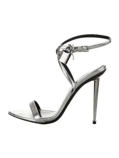 Pre-owned Tom Ford Leather Sandals In Metallic/silver
