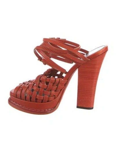 Pre-owned Tom Ford Leather Sandals In Orange
