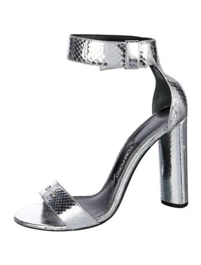 Pre-owned Tom Ford Leather Sandals In Silver