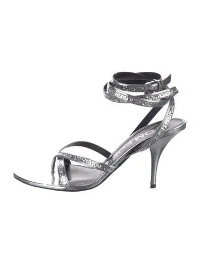Pre-owned Tom Ford Leather Sandals In Silver