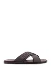 Tom Ford Mens Preston Crossover-strap Leather Sandals Dark Brow