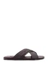 Tom Ford Mens Preston Crossover-strap Leather Sandals Dark Brow In Brown