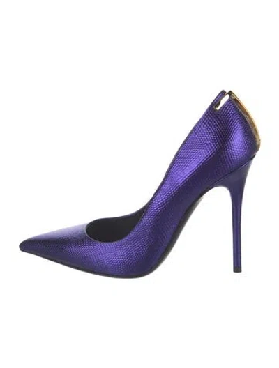 Pre-owned Tom Ford Leather Sequin Embellishments Pumps In Purple
