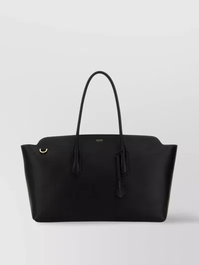 Tom Ford Leather Shopping Bag With Top Handles And Gold-tone Hardware