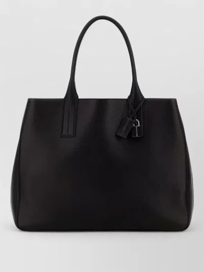 Tom Ford Leather Shopping Tote Bag Top Handles In Black