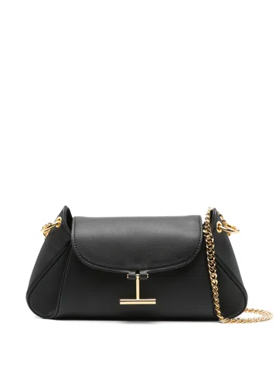 Tom Ford Leather Shoulder Bag In 黑色