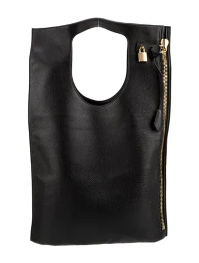 Pre-owned Tom Ford Leather Shoulder Bag In Black