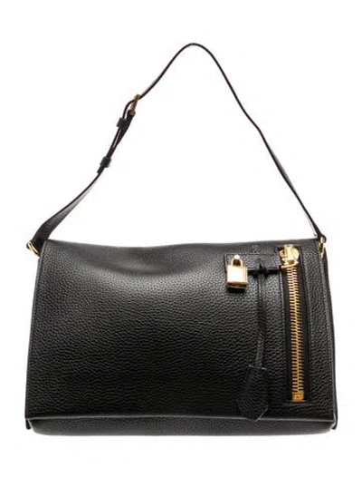 Pre-owned Tom Ford Leather Shoulder Bag In Black