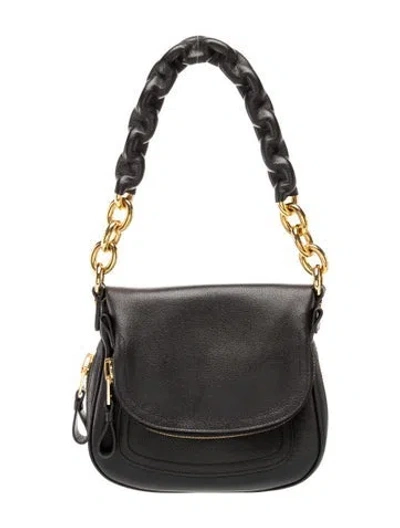 Pre-owned Tom Ford Leather Shoulder Bag In Black