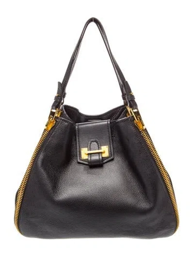 Pre-owned Tom Ford Leather Shoulder Bag In Black