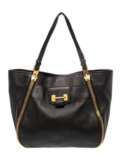 Pre-owned Tom Ford Leather Shoulder Bag In Black