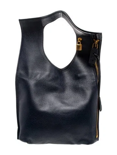 Pre-owned Tom Ford Leather Shoulder Bag In Blue