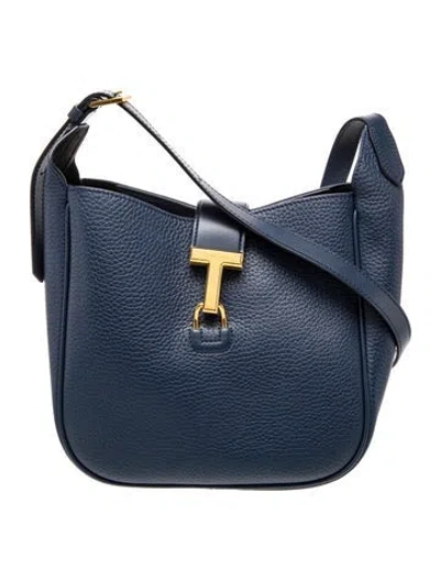Pre-owned Tom Ford Leather Shoulder Bag In Blue