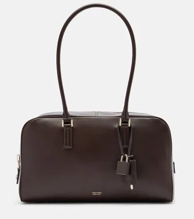 Tom Ford Leather Shoulder Bag In Brown