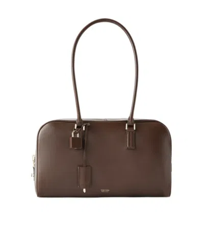Tom Ford Leather Shoulder Bag In Brown