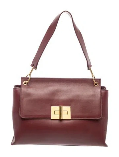 Pre-owned Tom Ford Leather Shoulder Bag In Burgundy