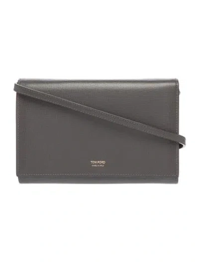 Pre-owned Tom Ford Leather Shoulder Bag In Gray