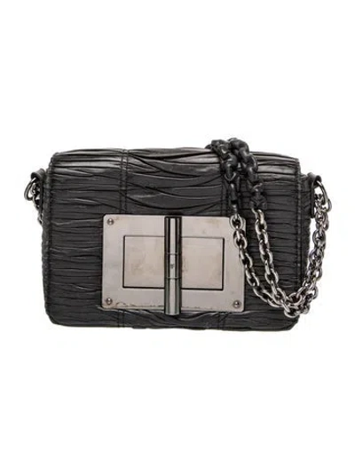 Pre-owned Tom Ford Leather Shoulder Bag In Gray