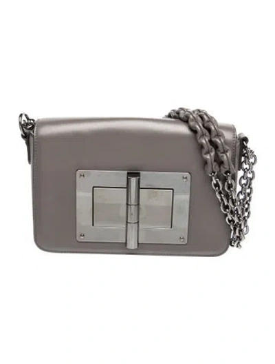 Pre-owned Tom Ford Leather Shoulder Bag In Grey