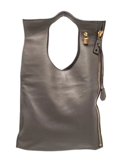 Pre-owned Tom Ford Leather Shoulder Bag In Grey