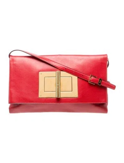 Pre-owned Tom Ford Leather Shoulder Bag In Red
